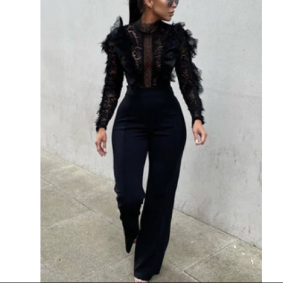 Lace Ruffled Jumpsuit- Size Large - Picture 7 of 8